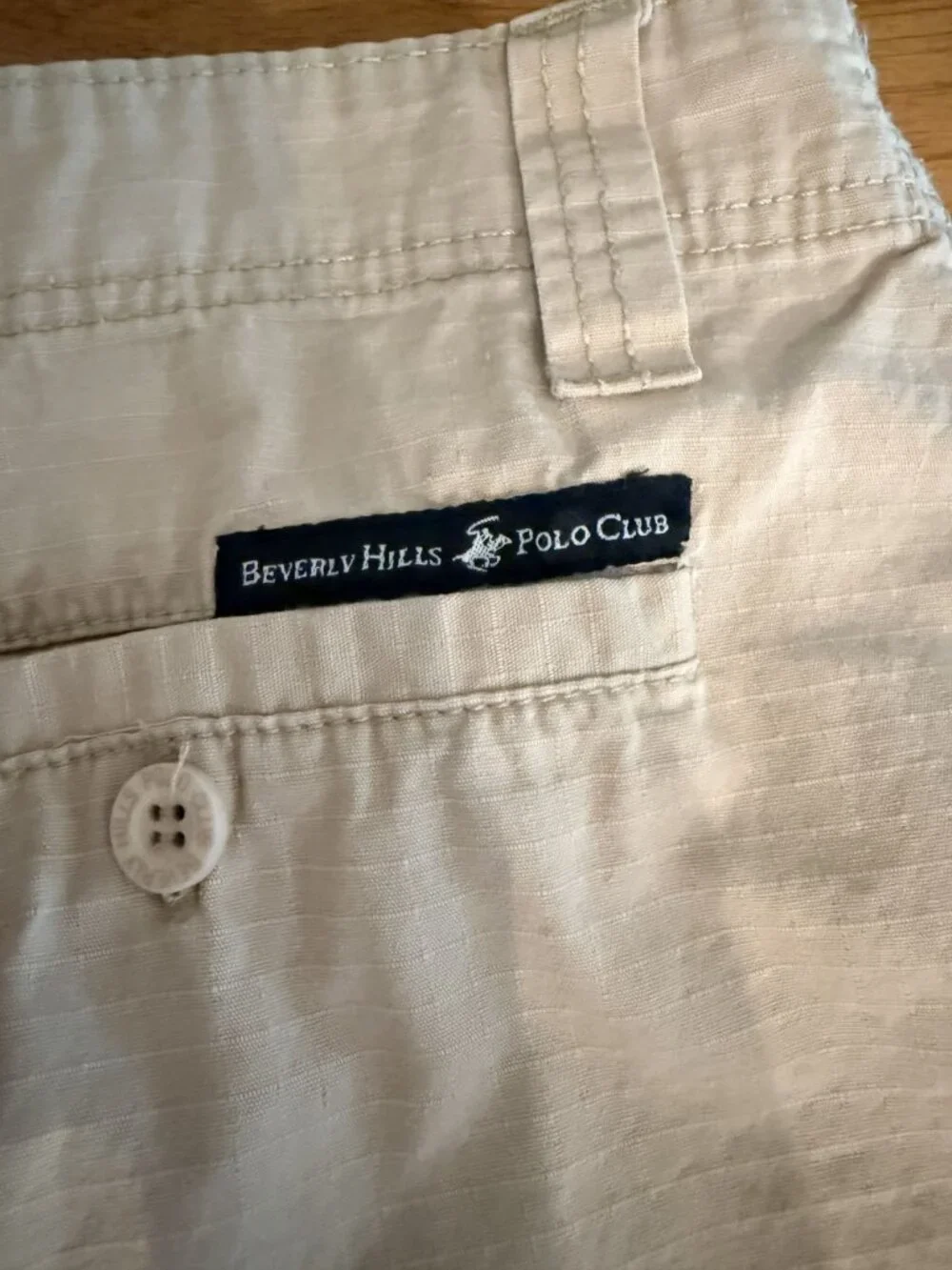 Beverly Hills Polo Club Mens Beige Cargo Shorts Size 38 100% Cotton Casual Wear